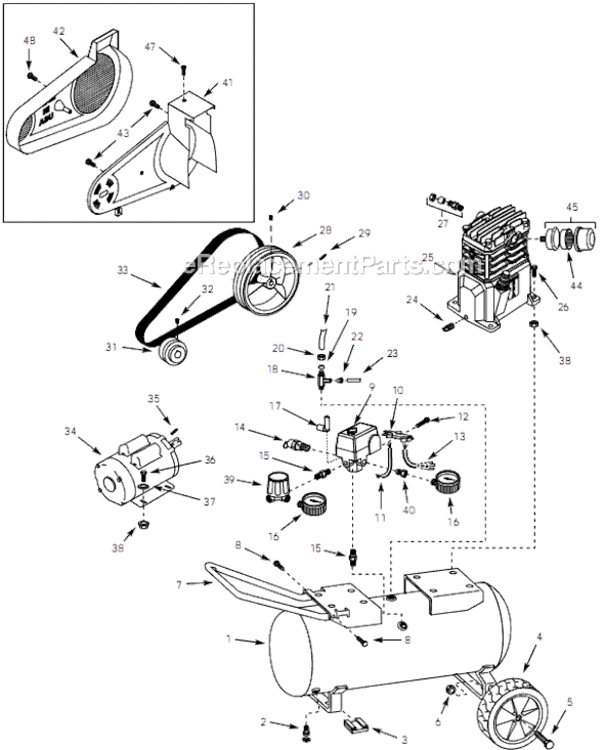 Page A Diagram and Parts List for VT631300 2001 Campbell Hausfeld Compressor